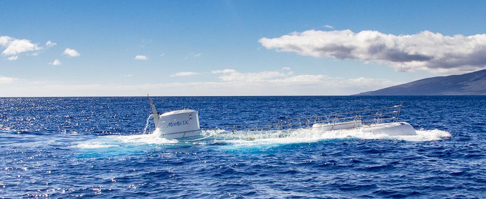 The Atlantis submarine returns to the surface off the coast of Maui, Hawaii